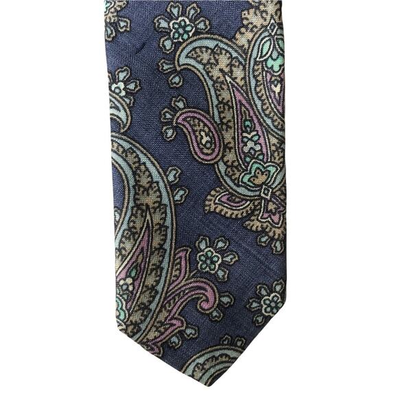 Preswick and Moore Silk Tie Handmade Dusty Blue Lavender Gray Chambray EUC - Picture 5 of 5